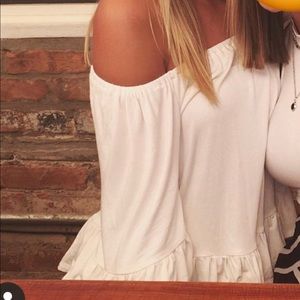 Urban outfitters cream flowy off the shoulder top